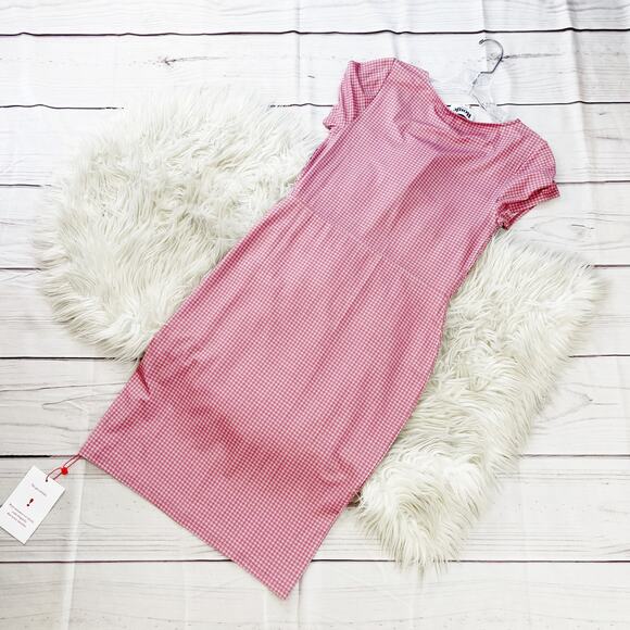 Rouje Deb Women's Gingham Slightly Puffed Sleeve Dress in Pink Size 6 - Picture 5 of 6